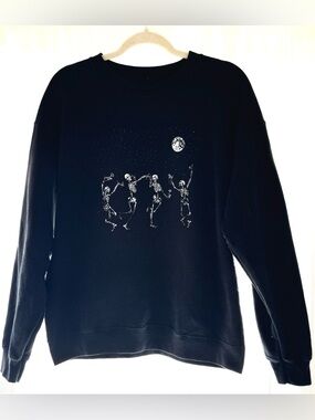Full Tilt Skeleton Dance Graphic Sweatshirt 🌙 Black Crewneck Women’s Large